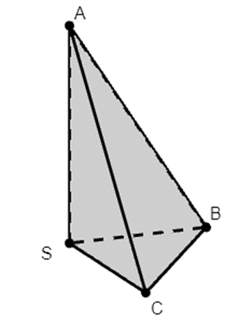 Cho hình tứ diện S.ABC có SA, SB, SC đôi một vuông góc. SA = 3a, SB = 2a (ảnh 1)