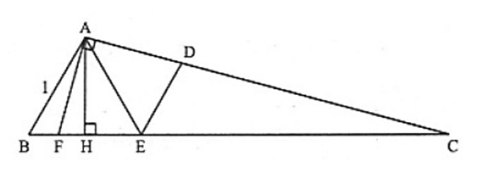 Cho tam giác ABC có AB = 1, góc A = 105 độ, góc B = 60 độ. Trên cạnh BC lấy (ảnh 1)