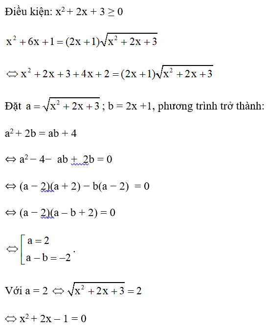 Giải phương trình: x^2 +6x +1 = (2x +1) căn x^2 +2x +3 . (ảnh 1)