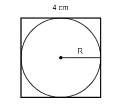 Tính diện tích hình tròn nội tiếp một hình vuông có cạnh là 4 cm (ảnh 1)