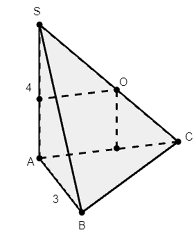 Cho hình chóp S.ABCD có đáy ABC là tam giác vuông cân tại B, cạnh AB = 3 (ảnh 1)