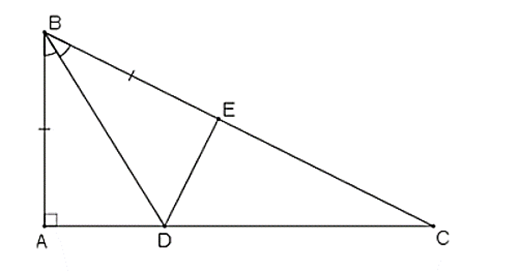 Cho tam giác ABC có góc A = 90 độ, trên cạnh BC lấy điểm E sao cho BA (ảnh 1)