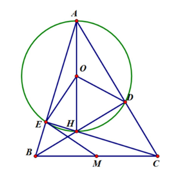 Cho tam giác ABC có hai đường cao BD và CE cắt nhau tại H.  a) Chứng minh rằng  (ảnh 1)