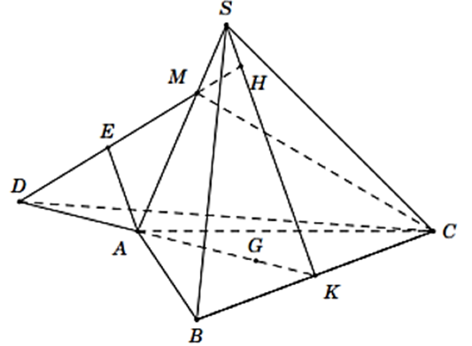 Cho hình chóp S .ABC có G là trọng tâm tam giác ABC. Gọi M là điểm trên cạnh  (ảnh 1)
