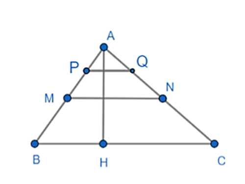 Cho tam giác ABC có BC = 10 cm, chiều cao AH = 9 cm. a) Tính diện tích tam giác  (ảnh 1)