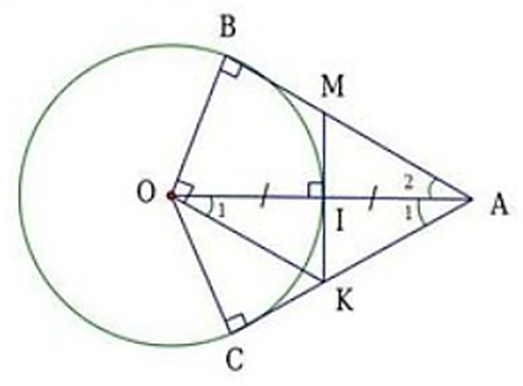 Cho (O, R), lấy điểm A cách O một khoảng 2R. Kẻ các tiếp tuyến AB và AC với đường (ảnh 1)