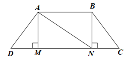 Cho hình thang cân ABCD có AB // CD, AB = 3 cm, CD = 6 cm, AD = 2,5 cm. Gọi M (ảnh 1)