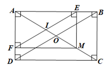 Cho hình chữ nhật ABCD có hai đường chéo AC và BD Chứng minh Tứ giác AEMF là hình chữ nhật (ảnh 1)