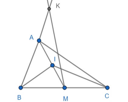 Cho tam giác ABC có AB = 2, BC = 3, AC = 4. M là trung điểm của BC, đường  (ảnh 1)