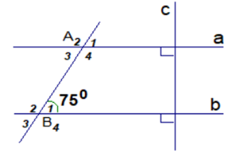 Cho hình vẽ bên: a) Vì sao a//b? b) Tính số đo của góc A1; góc A4 (ảnh 1)