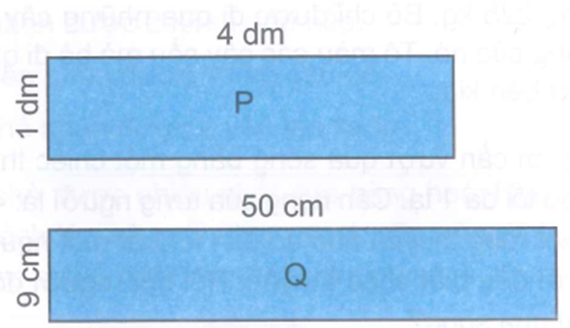 Quan sát hình vẽ rồi khoanh vào chữ đặt trước câu đúng.  A. Diện tích hình P lớn hơn diện tích hình Q.  B. Diện tích hình P bằng diện tích hình Q.  C. Diện tích hình P bé hơn diện tích hình Q. (ảnh 1)