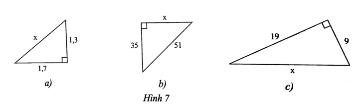 Tính độ dài các cạnh chưa biết của tam giác vuông sau: (ảnh 1)
