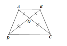 Cho hình thang ABCD có AB // CD, hai đường chéo AC và BD cắt nhau tại O sao cho OA = OB; OC = OD. Tìm khẳng định sai trong các khẳng định sau: (ảnh 1)