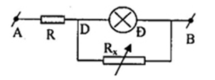 Cho mạch điện như hình vẽ. Biết R =4 ôm , đèn Đ ghi 6V - 3W, UAB = 9V không đổi, Rx  là biến trở. Điện trở của đèn không đổi. Xác định giá trị của Rx để công suất tiêu thụ trên biến trở là lớn nhất, tính công suất đó. (ảnh 1)