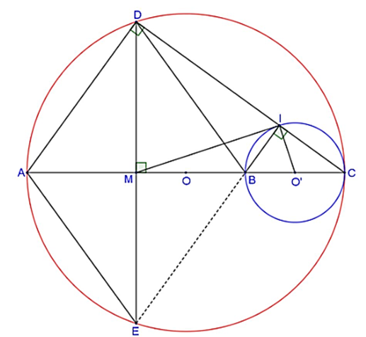 Cho (O) đường kính AC . trên đoạn OC lấy điểm B và vẽ đường tròn tâm O' (ảnh 1)