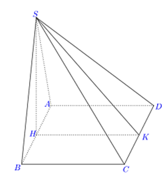 Cho hình chóp S.ABCD có đáy ABCD là hình vuông cạnh a, tam giác SAB  (ảnh 1)