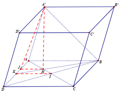 Cho hình lăng trụ tứ giác ABCD.A’B’C’D’ có đáy ABCD là hình vuông tâm là I và có diện tích bằng 9a^2.  (ảnh 1)