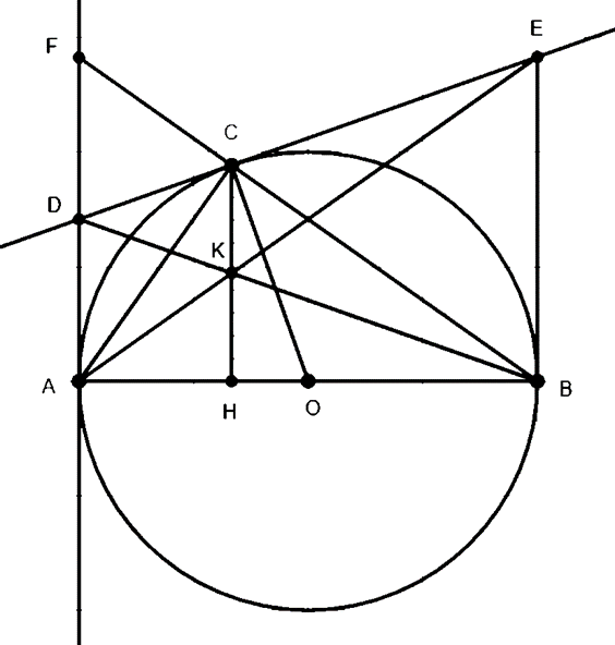 Cho đường tròn (O; R), đường kính AB. Lấy điểm C tùy ý trên cung AB sao cho AB < AC (ảnh 1)