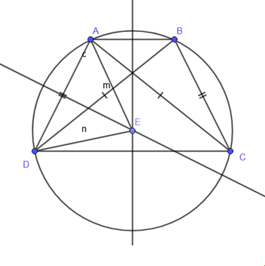 Nêu cách xác định tâm đường tròn ngoại tiếp hình thang cân (ảnh 1)