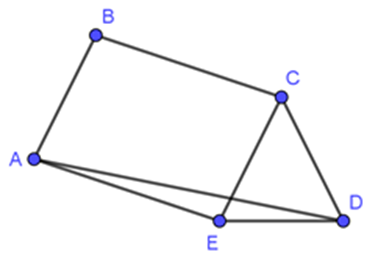 Cho tứ giác lồi ABCD có AB = BC = CD = a, góc BAD = 75 độ, góc ADC = 45 độ (ảnh 1)