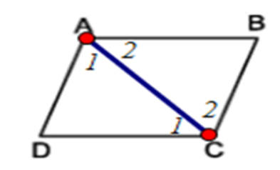 Cho hình thang ABCD có đáy AB, CD. Cho biết AD // BC như hình vẽ. Chứng  (ảnh 2)