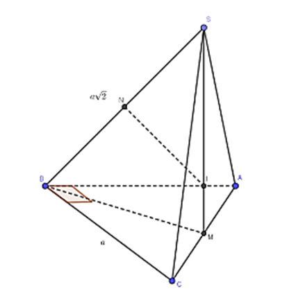 Cho hình chóp S.ABC có đáy ABC là tam giác vuông cân tại B, AB = a. Cạnh bên SA  (ảnh 1)