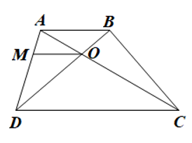 Cho hình thang ABCD (AB // DC), O là giao điểm của AC và BD. Xét các khẳng định sau: (ảnh 1)