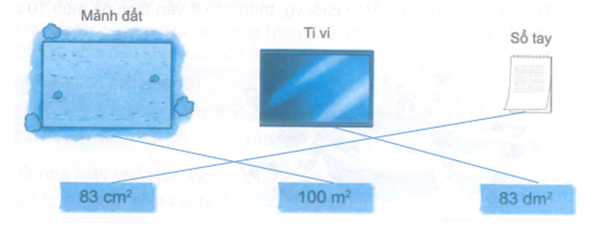 Nối diện tích thích hợp với mỗi vật. (ảnh 2)
