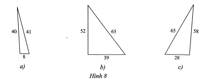Tìm tam giác vuông trong các tam giác sau: (ảnh 1)