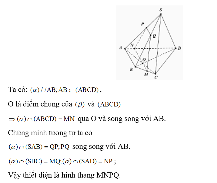 Cho hình chóp S.ABCD có đáy ABCD là một tứ giác lồi. Gọi O là giao điểm của hai đường chéo (ảnh 1)