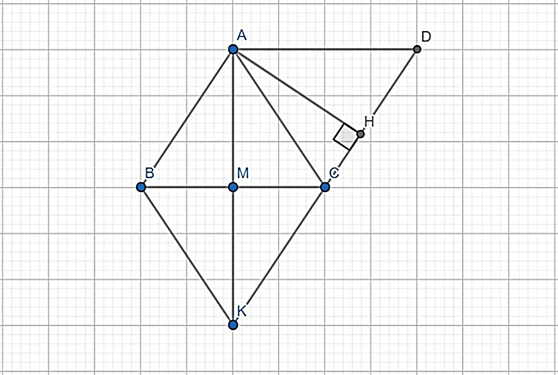 Cho tam giác ABC cân tại A. Gọi M là trung điểm của BC, K là điểm đối xứng (ảnh 1)
