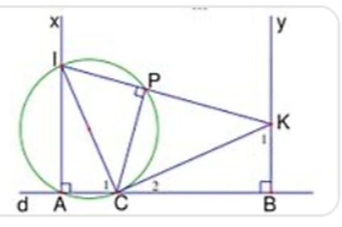 Trên đường thẳng d lấy ba điểm A,B,C theo thứ tự đó. Trên nửa mặt phẳng bờ d  (ảnh 1)