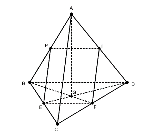 Cho tứ diện ABCD có AB = AC = AD = 24, BC = CD = DB = 15. Trên cạnh AB lấy (ảnh 1)