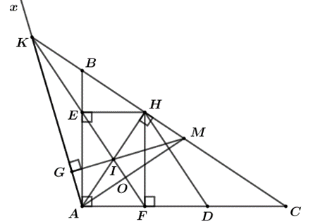 Cho tam giác ABCΔABC vuông tại A (AB < AC) và đường cao AH. Từ H kẻ HE (ảnh 1)