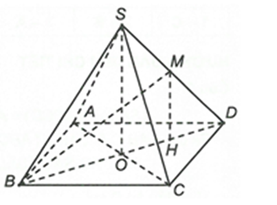 Cho hình chóp tứ giác đều S.ABCD có tất cả các cạnh bằng 2a. Gọi M là trung điểm của (ảnh 1)