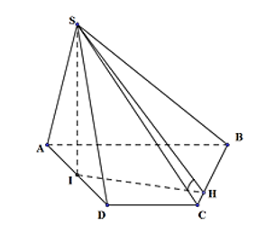Cho khối chóp S.ABCD có đáy ABCD là hình thang vuông tại A và D; AB = AD = 2a; CD = a. Góc giữa hai mặt phẳng (SBC) và (ABCD) bằng 60º. Gọi I là trung điểm của AD. Biết 2 mặt phẳng (SBI) và (SCI) cùng vuông góc với mặt phẳng (ABCD). Tính thể tích khối chóp S.ABCD. (ảnh 1)