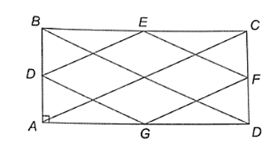 Cho hình chữ nhật ABCD. Gọi D, E, F, G lần lượt là trung điểm các cạnh AB, BC, CD, DA. Tứ giác DEFG là hình gì? Vì sao? (ảnh 1)