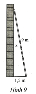 Tính khoảng cách x từ đầu thang đến chân tường (Hình 9).   (ảnh 1)