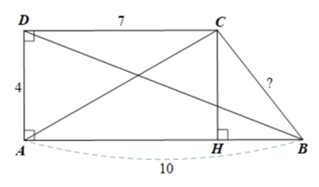 Cho tứ giác ABCD như Hình 12. a) Tính độ dài hai đường chéo và cạnh còn lại của tứ giác ABCD. b) Cho biết góc B bằng 53°. Tìm số đo góc C.   (ảnh 2)