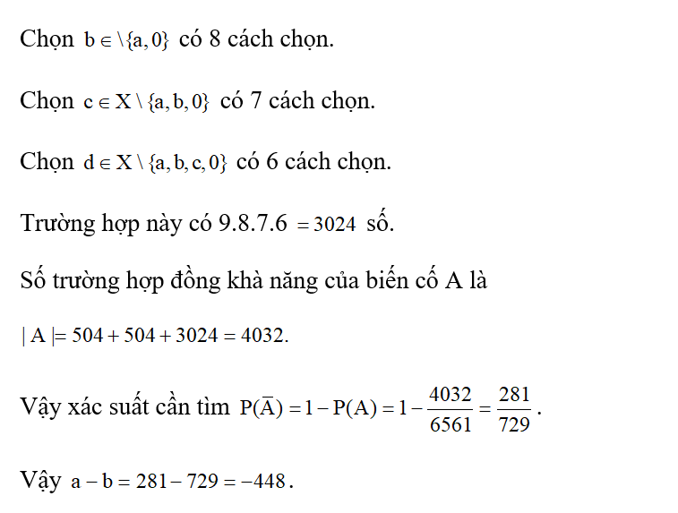 Hai bạn Quang và Tùng cùng viết ngẫu nhiên ra một số tự nhiên gồm hai chữ số phân biệt. Xác suất để (ảnh 2)
