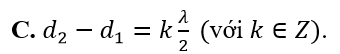 Trong hiện tượng giao thoa sóng, hai nguồn kết hợp đặt tại A và B dao động với cùng tần số (ảnh 3)