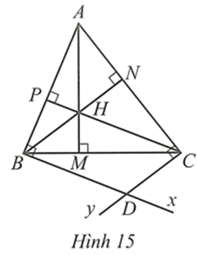 Cho tam giác nhọn ABC có ba đường cao AM, BN, CP Chứng minh tứ giác BDCH là hình bình hành (ảnh 1)