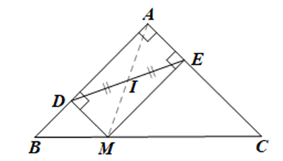 Cho tam giác ABC vuông cân tại A Tứ giác ADME là hình gì Vì sao (ảnh 1)
