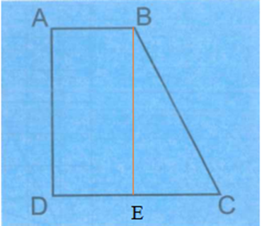 Cho hình tứ giác ABCD có góc đỉnh A và góc đỉnh D đều là góc vuông. Vẽ đường thẳng đi qua B và song song với cạnh AD, cắt cạnh DC tại điểm E. (ảnh 2)