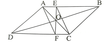 Cho hình bình hành ABCD. Vẽ hình bình hành AECF (E ∈ AB, F ∈ CD). Chứng minh rằng ba đường thẳng EF, AC, BD đồng quy. (ảnh 1)