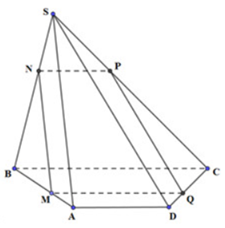 Cho hình chóp S.ABCD có ABCD là hình thang, đáy lớn BC với BC = 2a, AD = AB = a (ảnh 1)