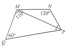Cho tứ giác MNPQ có PM là tia phân giác của góc NPQ, góc QMN = 110 độ (ảnh 1)