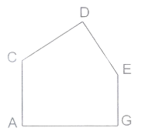 Trong hình bên có góc đỉnh A, góc đỉnh D và góc đỉnh G là góc vuông.  Trong hình bên có:  Các cặp cạnh vuông góc với nhau là:  AC và AG (ảnh 1)
