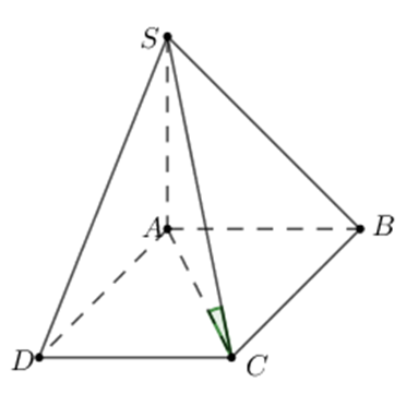 Hình chóp S.ABCD có đáy là hình vuông cạnh a, SA vuông góc mặt phẳng đáy (ảnh 1)