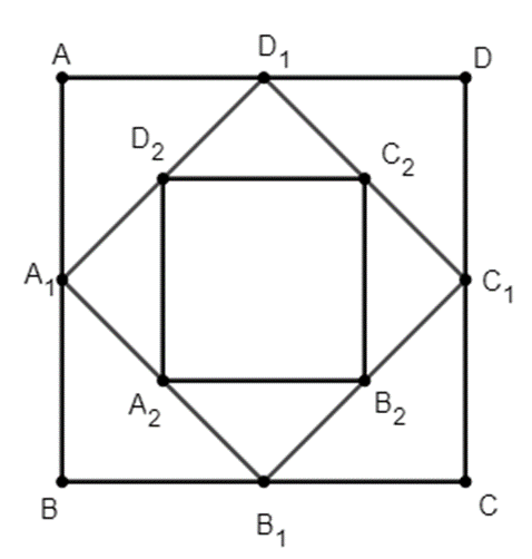 Cho hình vuông ABCD có cạnh bằng a và có diện tích S1. Nối 4 điểm A1; B1; C1 (ảnh 1)